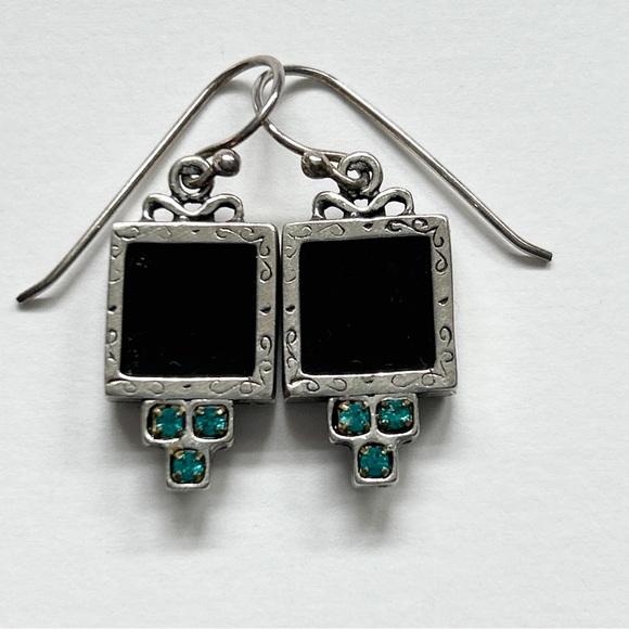Onyx Apatite Sterling Silver Earrings - Picture 5 of 11